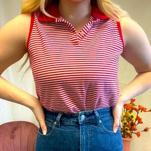 90’s Striped Collared Tank Top